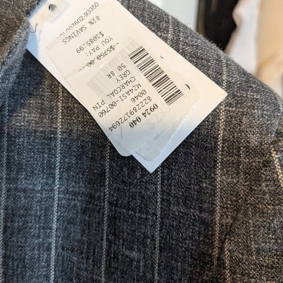 NWT Current Isaia Napoli Gray Pinstripe Wool/Silk/Linen Blend Suit EU50R (US40R) - Picture 2 of 16